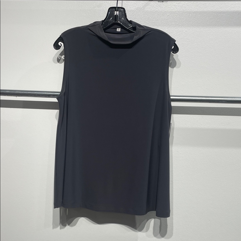 Sympli Black Pearl  sleeveless mock neck.
